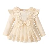 WYTbaby Baby Mädchen Kleid Langarm Neugeborene Babykleidung Rüschen Tüllkleid Prinzessin Tutu Rock für Kleinkind Mädchen 0-3 Monate