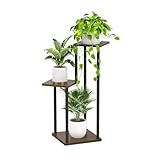 LyTaispuly 3 Etagen Hölzern Metall Pflanzenständer Innen Außen, 80cm Ecke Blumenregal Pflanzenregal für Mehrere Pflanzen, Blumenständer Pflanzentreppe für Outdoor-Balkon Garten Wohnzimmer (Eiche-3)