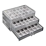 Canigegui Edelstein Vitrine 54 Fächer,15 * 23**10 Cm, 3 Schubladen Rock Sammelbox, Setzkasten Für Mineralien, Transparente Acryl Stein Sammelbox,Für Kinder Aufbewahrungsbox Crystal Organizer