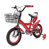 Charocean 12 Zoll Kinderfahrrad für ab 2-5 Jahre Jungen & Mädchen, Upgraded Kinder Fahrrad mit Stützrädern, Fahrrad für Kinder, HöHenverstellbar Kinderfahrräder für Schulung Outdoor Reiten (Rot)