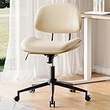 BERYTH Homeoffice Stuhl Drehstuhl Medieval Modern Bürostuhl 360°Drehbar Höhenverstellbar Schreibtischstuhl, Schminkstuhl für Büro, Arbeitszimmer, Schlafzimmer bis 136 kg belastbar Beige