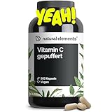 natural elements Vitamin C gepuffert 500mg – 365 vegane Kapseln – magenschonend, pH-neutral, säurefrei – aus Fermentation von Mais ohne Gentechnik gewonnen – in Deutschland entwickelt & laborgeprüft