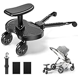 BugyKido Buggy Board mit Größerem Sitz, Trittbrett für Kinderwagen Universal für Kinder von 2-6 Jahren(25KG), passt auf 99% aller Kinderwagen, einfache Installation, für Familien mit zwei Kindern