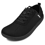 JACKSHIBO Barfußschuhe Herren Minimalistische Barfussschuhe Leicht Atmungsaktiv Barfuss Schuhe Nullabsatz Sohlen Und Mit Weite Zehenbox Schwarz 43 EU