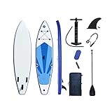 Stand Up Paddling Board SUP Paddelboard aufblasbares Surfboard Surfbrett aus PVC Standup Paddle Board Set mit Pumpe, Paddel und Rucksack, Tragfähigkeit max. 150 kg, 320x76x15 cm, Blau