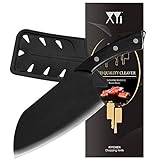 XYJ 7 Zoll Deba Messer Metzgermesser mit Klingenschutz Full Tang Küchenkochmesser Ausbeinmesser Rasiermesserscharfe Klinge Hackmesser für Fleisch