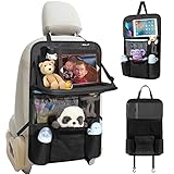 Ezilif Autositz Organizer, Auto Organizer Kinder Reißfest mit Tisch und Vielen Sack, Rücksitz Organizer mit 12 Zoll iPad Tablet-Tasche, Rückenlehnenschutz Auto Wasserdicht und Multifunktionale（1 Stk）