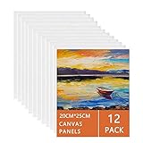 Leinwand zum Bemalen Set Aus 100% Baumwolle (12er Pack) – 20x 25 cm, Vorgespannte Weiße Künstler Panel Leinwand zum Bemalen - Geeignet für Acryl und Öl Malerei Sowie zum Skizzieren und Zeichnen
