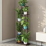 Zstar Pflanzenständer mit 6 Ebenen, Metall Blumenregal Pflanzenregal, Mehrstöckig Blumenständer Blumenbank Blumentreppe Pflanzentreppe Standregal für Innen Garten Balkon Deko, Bronze Gold Flower