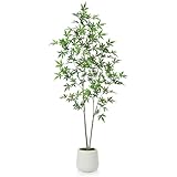 Fopamtri Kunstpflanze Ahorn 150 cm Künstliche Pflanzen Groß im Weiß Blumentopf, Ahornbaum Künstliche Pflanzen wie echt für Home Büro Garten Dekoration (1 Stück)