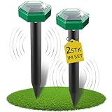 Baoduu Maulwurf Vertreiber 2er Set [2024 Upgrade], Maulwurfschreck 400Hz für ca.500m², IP65 Wühlmausschreck, Maulwurf Vertreiben Solar Testsieger Beste, Maulwurfabwehr OHNE Karbid gegen Wühlmäuse AR32