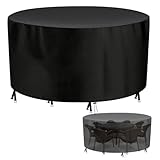 AOOWU Gartenmöbel Abdeckung Wasserdicht, Abdeckung Gartenmöbel Winterfest, Reißfest Oxford Gewebe Abdeckhaube Gartentisch Rund, Schutzhülle Tisch für Möbelsets Sitzgruppe Rund, 190 x 80 cm