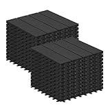 Laneetal WPC Fliesen 22er Set für 2 m², für Außen Terrasse Balkon, Terrassenfliesen Klicksystem 30x30 cm, Anthrazit