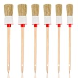Borstenpinsel Set 6 Stück, Naturholz Rundpinsel Borstenpinsel 20/25/30mm, Professionelle Ringpinsel, Helle Borste Lackierpinsel, Wachspinsel zum Streichen von Wänden und Möbeln für Hausgebrauch