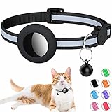 Airtag Katzenhalsband, Reflektierendes Airtag Katzenhalsband mit Glocke und Airtag Halter Kompatibel mit Apple Airtag, Schön Katzenhalsband mit abbrechbarer Sicherheitsschnalle für Kätzchen Welpen