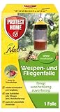 PROTECT HOME Natria Wespen- und Fliegenfalle zur giftfreien Fliegen- und Wespenbekämpfung,1 Wespenfalle inkl. Wandhalterung, 1 Stück