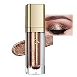 Glitzer Lidschatten Flüssiger, Metallic Dunkelbraun Liquid Eyeshadow, Langanhaltend & Wasserfest Liquid Eyeliner mit Feinem Funkeln, Schnell Trocknend Glitter Lidschatten, Glatte Shimmer Augen Make Up