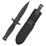 KS-11 Messer Outdoor in Schwarz Klingenlänge 11cm perfekt als Survival Messer feststehende Klinge Bushcraft Jagdmesser incl. Holster - Neck Knife - Outdoormesser