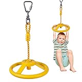 Ninja Rad Klettergerät Schwungrad Slackline Zubehör Outdoor Klettertrainingsgerät Ninja Wheel Affenrad (Gelb)