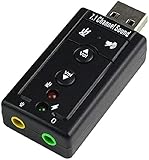 Externer USB-Audio-Soundkarten-Adapter, 3D Virtual 7.1, USB-Lautsprecher, Audiokarte, kompatibel mit PC, Laptop, schwarz, attraktive Verarbeitung