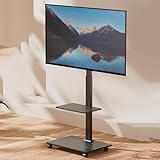 QICBYING TV-Bodenständer Aus Holz – Universelle TV-Halterung Mit Rollen Für 32- Bis 65-Zoll-LCD-/LED-Fernseher, Mobiler TV-Wagen – Höhenverstellbar, Max. VESA 600x400mm(1B)