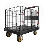 Robuster, faltbarer Plattformwagen mit Käfig und Rädern für Lagertransport und Bewegen schwerer Lasten, tragbarer Allzweckwagen