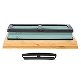400 und 1000 Körnung Schleifstein, Doppelseitiger Abziehstein mit Bambusbasis und Winkelhilfe, Küchenmesser und Scherenschärfer - Rutschfeste Basis, Schnelles Schärfen,