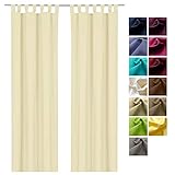 heimtexland ® Dekoschal Baumwolle Uni Blickdicht Vorhang Schlaufenschal Gardine Ecru Natur HxB 160x125 Typ625