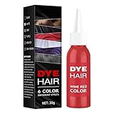 Linsition Schwarzgraue Haarfärbecreme, Einfach, schnell, semi-permanente Haarfarbe mit voller Deckkraft, Lila/Weinrot/Schwarz/Grau/Weiß/Graubraun(30g)