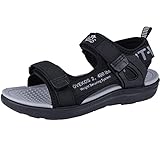 Minbei Kinder Sandalen Jungen Sommer Wasser Sommerschuhe Sandals für Boys Sport Outdoor Trekking Peeptoe Mit Klettverschluss Schwarz Grau 35