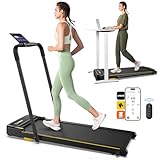 UREVO Laufband für zuhause mit APP, 2 in 1 Walking pad mit doppelter Stoßdämpfung, ‎1-10 km/h Laufband Klappbar mit Fernbedienung und LED-Anzeige für Zuhause/Büro
