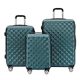 BEIBYE Kofferset 4 Zwillingsrollen Hartschale Trolley Koffer Reisekoffer Reisekofferset Gepäckset in 12 Farben (Dunkelgrün)