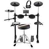 VEVOR E-Drum-Set, 15 Drum-Kits & 150 Sounds Elektronisches Schlagzeug, USB MIDI-unterstütztes 165,1 mm Mesh-Snare-E-Drum-Set mit 25,4 cm Becken, Drumsticks & Kopfhörer, für Anfänger & Erwachsene