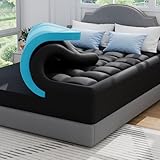 ABENE Matratzen Topper H3 Gel Topper Gelschaum mit Waschbarem Abnehmbarem Bambusfaser Bezug 7cm Höhe Matratzentopper für Boxspringbett（160cmx200cm, Schwarz）