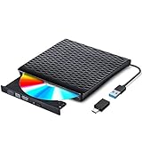 Gueray Externes CD DVD Laufwerk, USB 3.0 mit Type-C Portable DVD/CD Brenner und Lesegerät/Plug&Play/niedriger Lärm/Slim Superdrive