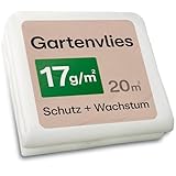 Praknu Gartenvlies 17g/m² – 20m² (2x10m) - Wasserdurchlässig & UV Stabil – Wintervlies – Pflanzenschutz Winter – Winterschutz Pflanzen Außen – Frostschutz Pflanzen