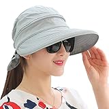 Sonnenhut Damen Strandhut Sonnenschutz Sommerhut mit Reißverschluss Breite Krempe Kappe Faltbar Visor Cap Abnehmbar Sonnenmütze Atmungsaktiv Frauenhut Outdoor Schirmmütze für Reisen Camping Golf