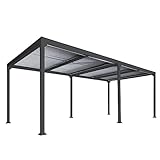 Alu Pergola HWC-L41, Lamellen-Pavillon Terrassenüberdachung, stabiles 8cm-Metall-Gestell 3x6m - anthrazit