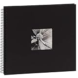 Hama Fotoalbum Jumbo 36x32 cm (Spiral-Album mit 50 schwarzen Seiten, Fotobuch mit Pergamin-Trennblättern, Album zum Einkleben und Selbstgestalten) schwarz
