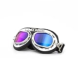 Cretassion Retro Ski Snowboard Brille Herren Damen, UV-Schutz Goggle, Motocross Brille Helmkompatible, Anti-Fog Skibrille, Sportbrille für Skifahren Motorrad Fahrrad Skaten