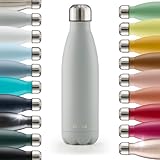 Blumtal® Trinkflasche Edelstahl Charles - Thermosflasche 500 ml - BPA-freie Thermo Trinkflasche kalt&warm - auslaufsichere Trinkflasche Metall 500 ml - Thermos Trinkflasche - Ultimate Grey - Grau