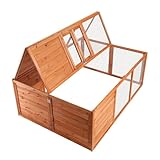 Wiltec Klappbarer Kleintierstall 153 x 110 x 55 cm, Hasenstall aus Tannenholz mit Drahtgitter, Kaninchenstall Freigehege, Freilauf Gehege