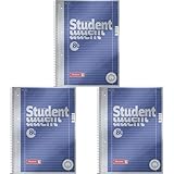 Brunnen Notizblock/Collegeblock Student Premium, 4-fach-gelocht (Veredeltes DeckBlatt mit Metallic-Effekt, A4, liniert Lineatur 27, 90 g/m², 80 Blatt) (Packung mit 3)