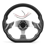 Sportlenkrad,Lenkrad Auto 1 Stück 320 mm / 12,5 Zoll Carbon Fiber Style Aluminium Auto Racing Lenkrad Drift PVC Leder mit Hupenknopf