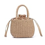 EVEOUT Stroh Handtasche Damen Sommer Handgewebt Clutch Henkeltaschen Rattan Strandtasche