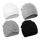 DRESHOW 4 Stücke Unisex Mütze Hut Junge Mütze Frühling Mützchen Kleinkind Wendemütze Jersey Slouch Beanie Bekleidung Unisex Infant Hut
