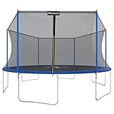 Ultrasport Uni-Jump Trampolin Outdoor Kinder Belastbar bis 150 KG I Komplettset mit Sicherheitsnetz, Randabdeckung & Montagesatz I Bodentrampolin Gartentrampolin, Trampolin 460 cm