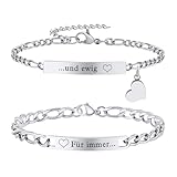 VNOX Paar Armband Geschenk Herren Damen : Geschenke fur Paare, Pärchen Armbänder für Frauen Männer Silber, Herz Armkette Modeschmuck Weihnachten Tag Vatertag