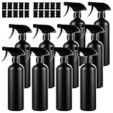 FWEEK 10 Stück Sprühflasche 500ml, Schwarz Kunststoff Sprühflaschen, Sprühflasche Pflanzen Leer Sprühflaschen Friseursprühflaschen mit Etikett für Haar, Reinigung, Gartenarbeit