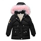 Generisch Warme Kinder Winter Hoodie Reißverschluss Dicke Mäntel Jacke Outwear Kinder Jungen Schnee Mantel Jacke (Black, 2-3 Years)